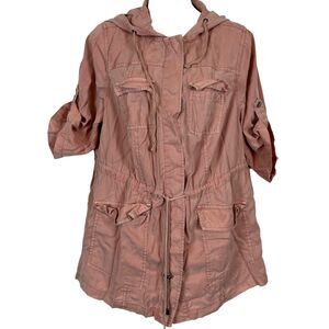 Torrid Womens Pink Hooded Jacket 11258430 Cargo Utility Tie Jacket sz 00 / 10